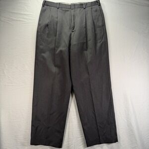 Vintage Eddie Bauer Trousers Pants Mens 36x30 Pure Wool Dark Gray Pleated Talon